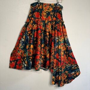 Bijelly Couture Vibrant Abstract Design, Skirt w/Asymmetrical Hem. Sz 14.
